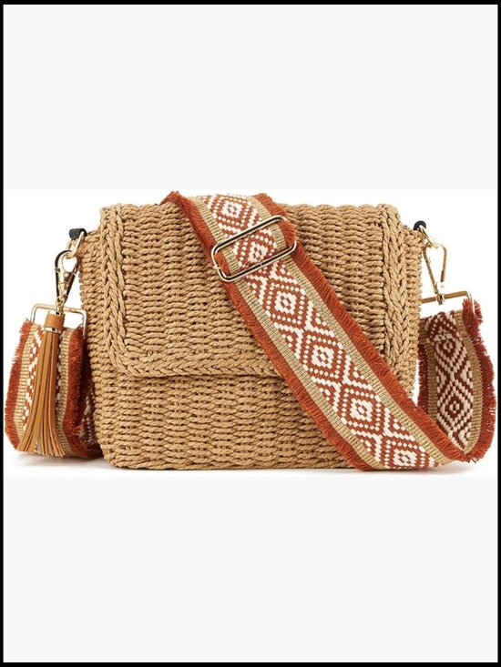 Handbags - Straw Braided Crossbody Bag Boho Chic Summer Beach Handbag Adjustable Strap